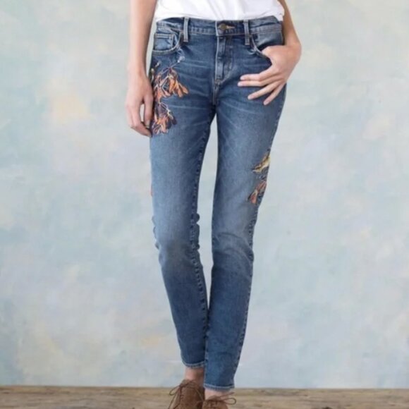 Driftwood Jackie Skinny Jeans Women’s Size 27 Blue Bird Embroidered Denim - Picture 1 of 10